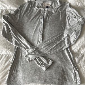 Universal Thread Gray Long Sleeve Buttoned Polo Blouse